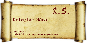 Kriegler Sára névjegykártya